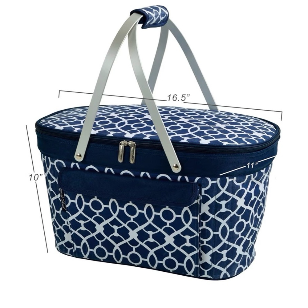 ♥️ Picnic at Ascot Insulated Folding Picnic Basket Cooler Insulated Tote Bag